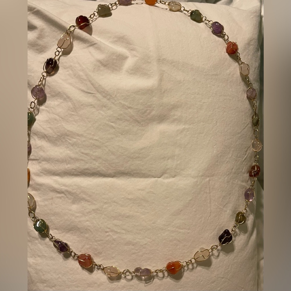 Vintage Wire Wrapped Stone and Gemstone Caged Necklace